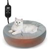 Nobleza - Cuccia per Gatti, Termoforo Elettrico per Cani e Gatti Temperatura Regolabile con Cavo in Acciaio Resistente alla Masticazione, Forma di Ciambella 50cm,L, Grigio