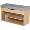 HOMCOM Scarpiera 2 in 1, Panca in Legno con Seduta Imbottita e Scomparto Nascosto, per Entrata/Ingresso, 80 x 30 x 48cm