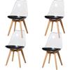 BenyLed Set di 4 sedie da pranzo in stile scandinavo design retrò sedie laterali in acrilico trasparente sedia in cristallo con cuscino in PU (Nero)