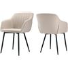 Goeurvant Sedie Sala da Pranzo Set da 2 Sedie Poliestere Sala da Pranzo Imbottite con Braccioli Sedie Cucina Moderne Gambe in Metallo, Beige