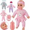 LINFUN KIDS Set di Accessori per Bambole con Funzioni, 32cm Baby Bambola che Parla e Mangia con 3 Vestiti da Cambiare, Bambole Interattive per Bambina 3 4 5 Anni