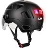 ILM Bluetooth Casco Bici Uomo Donna Omologato NTA8776 CE CPSC con Rimovibile Visiera-Caschi Bici Adulti con Luce Anteriore e Posteriore Avviso di Frenata Intelligente