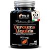 Nu U Nutrition Curcuma con Vitamina D 500mg - 60 Capsule Vegetariane - Curcumina Liquida NovaSOL® 185 Volte Più Biodisponibile - Nu U Nutrition