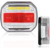 DARKGUARD Luci Posteriori per Rimorchio Led,10-30v,Marchio E9, Impermeabile,5Funzionecon Riflettore,2pcs LED Fanali Posteriori Rimorchio Camion Camper Agricolo Barca Furgone