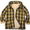 Générique Camicia da uomo a maniche lunghe a quadri di flanella bottone imbottito caldo camicia con cappuccio casual inverno Sherp giacca con tasche, I- Giallo, 27 W