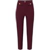 Elisabetta Franchi Pantalone Dritto in crêpe Stretch con Rivetto Logo Rosso Rouge Noir