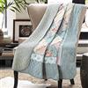 VIVILINEN Coperta trapuntata in cotone blu patchwork per letto matrimoniale, copriletto reversibile per divano leggero morbido floreale vintage giardino fiori copriletto per letto casa camera da letto