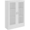 Homgoday Vetrine, libreria con ante in vetro, mobiletto autoportante per soggiorno, ufficio, credenza con scaffalatura, bianco, 82,5 x 30,5 x 115 cm, in legno ingegnerizzato