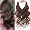 SEGO Extension Capelli Veri Filo Invisibile 50cm Fascia Unica Mossi Ricci No Clip 100% Remy Human Hair Naturali 3/4 Full Head 70g #4 Castano Medio