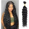 Rebasar Water Wave Braiding Hair 50g 18 Inch Natural Black Hair Bulk Human Hair for Braiding No Weft Bundle Brazilian Virgin Human Hair Extensions for Boho Braids Wet and Wavy Human Braiding Hair