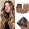 HotLulana Extension Capelli Veri Clip 7pcs 50cm 120g 20 Pollice Invisible IN Extension Human Hair 2/6/18K#