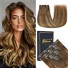 HotLulana Extension Capelli Veri Clip, 7pcs 35cm Invisible Remy Clip 14 Pollice 80g 4/4/27#