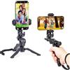 Zeadio - Treppiede per telefono con impugnatura stabilizzatrice, selfie stick portatile per smartphone, supporto da tavolo da scrivania per tutti gli smartphone