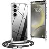 OLEPHY Trasparente Cover con Cordino per Samsung Galaxy S22 5G, Morbida Custodia con Regolabile Collana, [Antiurto] [Rimovibile] Case con Laccio Tracolla, Nero