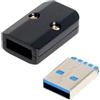 CY Connettore USB 3.0 Tipo-A maschio Connettore a saldare con guscio in lega di alluminio Nero Personalizzazione per cavo da 6,0 mm