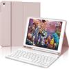 YNNHUDEEP Custodia Tastiera per iPad 10.2 9a Gen 2021/8a Gen 2020/7a Generazione 2019/iPad Air 3/iPad 10.5 2017, Cover Protettiva con Supporto per Apple Pencil, Tastiera Italiana Rimovibile per ipad, Rosa