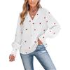 CUPSHE Camicette ricamate in gaza con cuore e scollo a V per donna, bianco, L