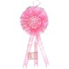 BM Ricami - Fiocco Nascita Bimba Rosa in Pizzo,Organza e Strass - Misura XL 27X60cm