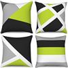 Hnmdmyi Copricuscino verde 40x40 set di 4, grigio e nero moderno astratto strisce semplice geometrico decorativo lino copricuscino per divano letto giardino esterno home decor