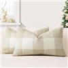 JOTOM Set di 2 Federe per Cuscini 40x60cm Copricuscini Di Natale Agriturismo Classico Plaid Decorativo Cuscini Divano Arredamento per la Casa per Divano Soggiorno Letto (Crema Bianco)