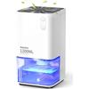 EasyAcc Deumidificatore Casa 1200ml Portatile Silenzioso Efficiente - Elettrico Autosbrinamento Peltier per Cameretta, Bagno, Ufficio, Armadio, Garage