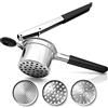 Andrew James Schiacciapatate professionale, in acciaio inox, resistente, perfetto per purè di patate, spremiagrumi per alimenti per bambini, con 3 colini intercambiabili per grossolani, medi e fini