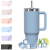 WATERSY 1.2L Bicchiere Termico con Manico, 40 oz Grande Tazza Termica Blu in Acciaio Inox, Tazza da Caffè con Cannuccia, Thermos per Acqua Doppia Parete, per Palestra, Auto e Viaggio