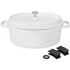 ROSSETTO Cocotte con Coperchio, bianco 38cm 10,6L Casseruola ellittica in Alluminio, Compatibile Induzione/Gas/Forno, Rivestimento antiaderente in ceramica