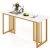 LIFEZEAL Tavolo da Pranzo Dorato, Tavolo da Cucina Moderno, 160x60 cm, con Effetto di Marmo, Oro e Bianco, per 6-8 Persone, in Legno+Metallo, per Sala da Pranzo, Soggiorno, Max 150 kg