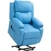 HOMCOM Poltrona Elettrica Alzapersona Reclinabile 160°, Poltrona Relax Elettrica in Pelle PU con Telecomando, Poggiapiedi e 2 Tasche Laterali per Soggiorno, Azzurro
