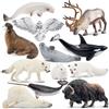 TOYMANY 12 Pezzi Realistico Artide Animale Figure, Polar Toy Set, Polar Toy Figure Inverno Figura Animale, Contiene Orso Polare, Caribou, Decorazione della torta, Regalo di compleanno di Natale