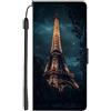 EuoDuo Compatibile con Oppo A53 2020 / Oppo A53s Cover Libro con Disegni Custodia Portafoglio in PU Pelle Flip Caso Magnetica Completa Protettiva Wallet Case - Notte di Parigi