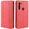 HualuBro Cover per Motorola Moto G8 Power, Flip Cover a Libro in Retro PU Pelle Magnetica Antiurto Case Portafoglio Custodia per Motorola Moto G8 Power Cover (Rosso)