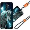 JEZSTHAI Custodia Compatibile con OPPO A9 2020 Cover in Silicone TPU Morbido con Cordino/Laccio Tracolla Cellulare,Antiurto AntiGraffio Protettiva Bumper Case con Disegno Motivi,A06