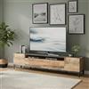 Dmora - Mobile porta TV Raffaele, Credenza bassa da soggiorno a 2 ante, Base porta televisione, 100% Made in Italy, cm 200x40h47, Ardesia e Acero