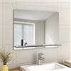EMKE Specchio senza cornice con mensola, piccolo specchio da parete per bagno con contenitore, specchio rettangolare da bagno 80 x 60 cm