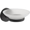 Gedy FELCE Plus Portasapone da parete, nero opaco, acciaio inox e vetro, 11 x 12,3 x 5,6, adesivo, senza trapano