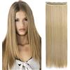 SEGO Extension Clip Capelli Lisci Fascia Unica 58cm Hair Extensions Sintetiche Lisce 120g - #Biondo Cenere