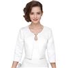 Generisch Giacca da sposa in raso, bolero, da sposa, con maniche a 3/4, avorio, L