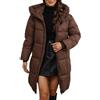 Adigau Cappotti Invernali da Donna Elegante Piumino Cappotto Lungo Antivento Giacca Trapuntato Caldo Cappotto con Cappuccio Casual Imbottito Giubbotto Inverno Piumino Giacca con Cerniera Marrone XL