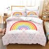Tomifine Set di biancheria da letto arcobaleno per ragazze con motivo a strisce colorate 1 copripiumino con 2 federa, morbida microfibra (100x135cm+40x60cmx1,Colorato Rosa)