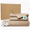 Ferò Set Copripiumino Una Piazza e Mezza Cotone 200x200, 2 Federe 50x75, Pregiato Raso di Cotone 300 TC Fibra Lunga con Proteine della Seta, Sacco Copri piumino singolo, Duvet Cover, Beige