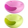 Xinlie Snack alla Moda Multi-Funzione Doppio Piatto Faccina Smiley Bowl Pistacchio Shell Storage Vassoio Porta Cellulare Rosa, Verde (2 Pezzi)