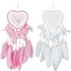 JSTHHTT 2 Pezzi Acchiappasogni con Piuma, Acchiappasogni con Pizzo Intrecciato, Realizzato a Mano Dream Catcher, per Ragazze Camera da Letto Casa Parete Decorazione Matrimonio Regalo