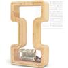 DBPBToU Salvadanaio a Forma di Lettera in Legno, Grande 23 * 4 * 23cm, Apribile Personalizzato Trasparente, per Regalo di Compleanno/Decorazione Domestica/Ricordo (I)