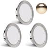 YindaLux Set di 3 Faretti LED da Incasso per Cartongesso 230V 3W 4000K Neutro, 15mm Ultra Piatti, 300LM Apertura Soffitto 55-58mm, IP44 Faretti LED Soffitto, Spazzolato
