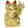 ANGRY CAT - Gatto fortuna Lucky Cat - Divertente gatto giapponese che saluta - Figura statuetta statua idea di regalo con braccio ondeggiante - oro, 15cm