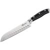 Lagostina Coltello Santoku Forgiato, Inossidabile, Manicatura Ergonomica, Nero e Acciaio, Lunghezza Lama 18 cm