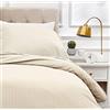 Amazon Basics Set copripiumino Singolo in microfibra, 2 pezzi, copripiumino da 135 x 200 cm e 1 federa da 80 x 80 cm, Beige, a righe