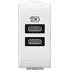 Bticino N4191CC Caricatore USB con due ingressi di tipo C, da installare nella placca Livinglight,per ricaricare un dispositivo elettronico fino a 15W o due dispositivi in simultanea, 1 posto, bianco